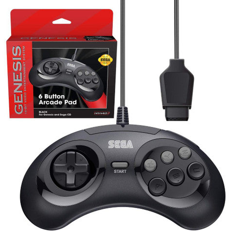 SEGA Genesis 6-button Arcade Original Port Pad Black - Retro-Bit