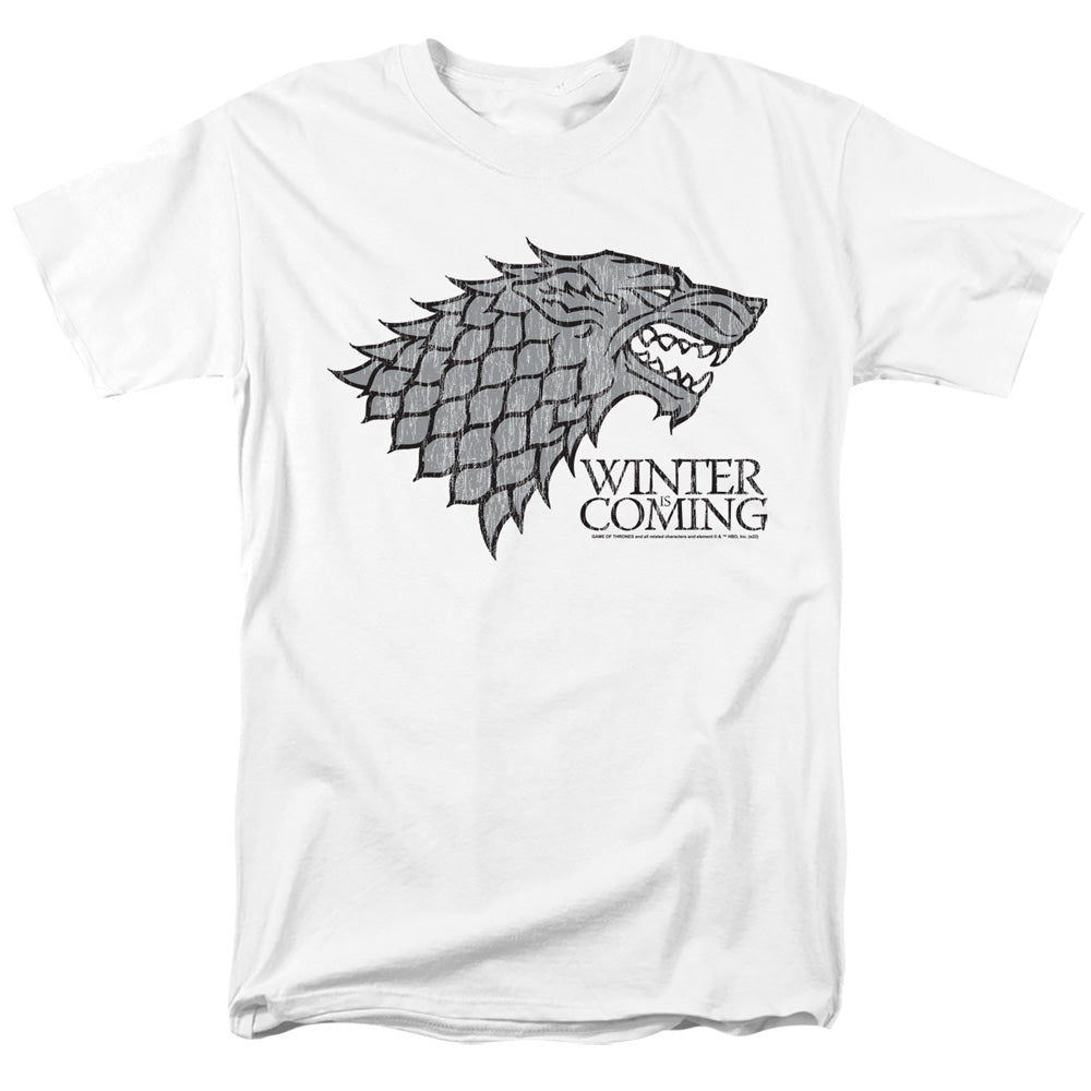 GAME OF THRONES/STARTK WINTER IS COMING ON WHITE