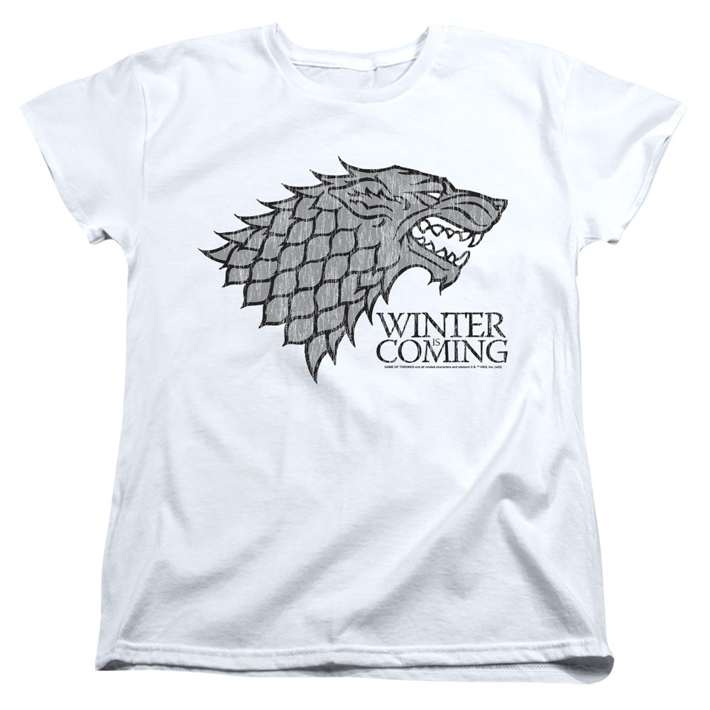 GAME OF THRONES/STARTK WINTER IS COMING ON WHITE