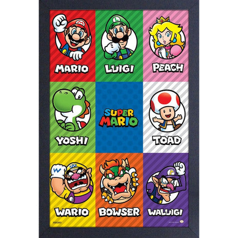 Framed Prints 11 x 17 - Super Mario Character Grid