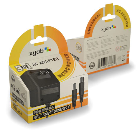 Universal Retro 3-in-1 Power AC Adapter (NES / SNES / Genesis 1) - xyab