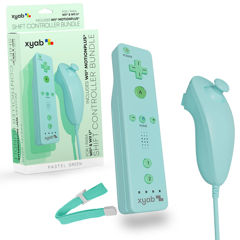 Wii & Wii U Wireless Controller Bundle SHIFT: Pastel Green - xyab