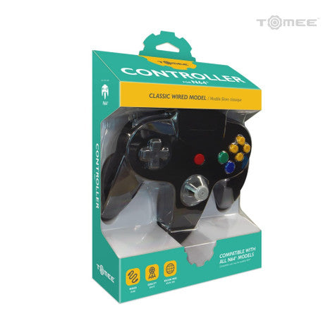 N64 Classic Wired Controller: Black - Tomee
