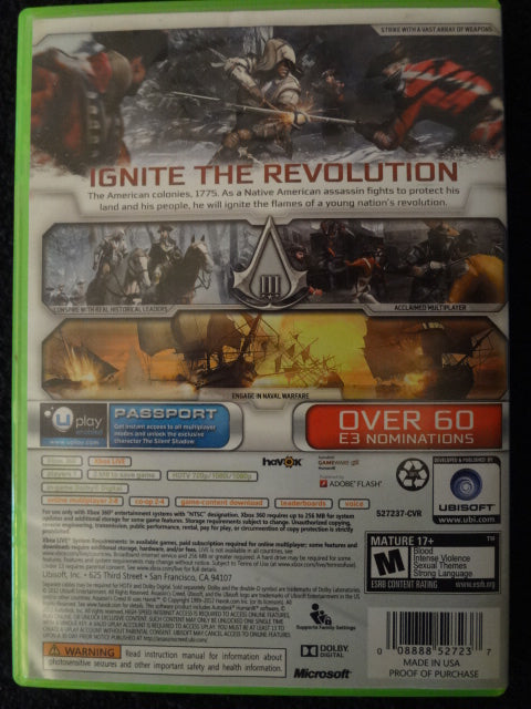 Assissin's Creed III Microsoft Xbox 360