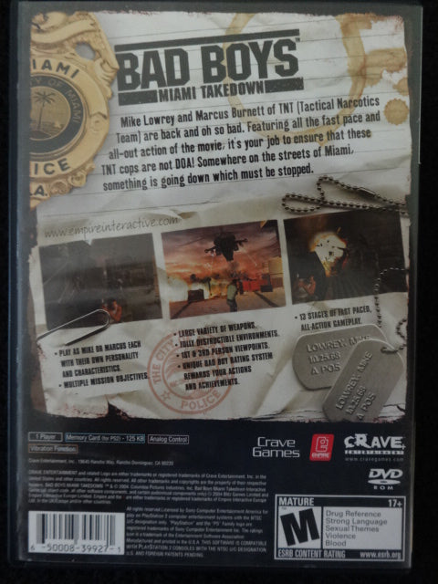 Bad Boys Miami Takedown Sony PlayStation 2