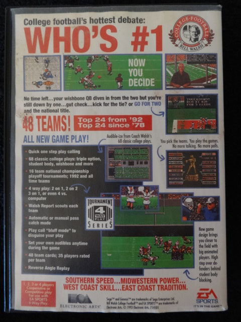 Bill Walsh College Football Sega Genesis