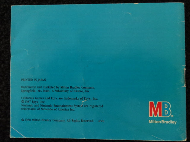 California Games Nintendo Entertainment System Instruction Booklet