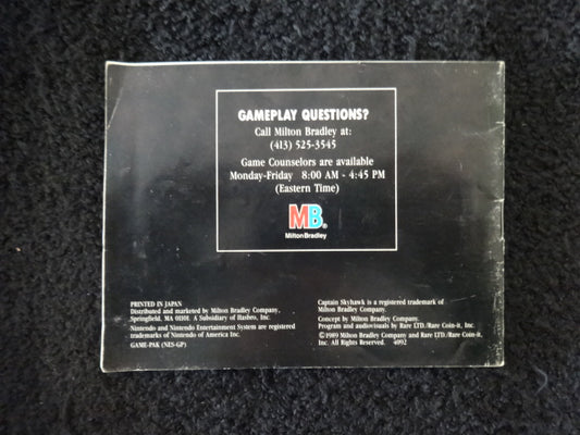 Captain Sky Hawk Instruction Booklet Nintendo Entertainment System