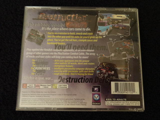Destruction Derby Back Art Sony PlayStation