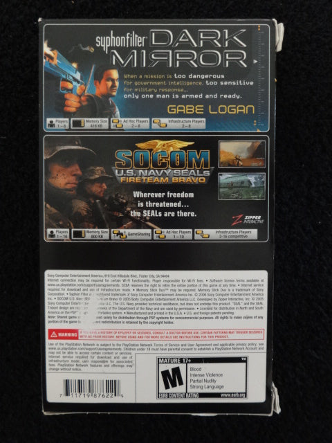 Dual Pack Syphon Filter Dark Mirror Socom U.S. Navy Seals Fireteam Brovo