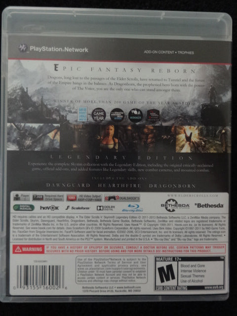 Elder Scrolls V Skyrim Sony PlayStation 3