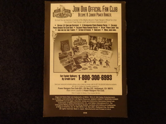 Mighty Morphin Power Rangers Sega Game Gear