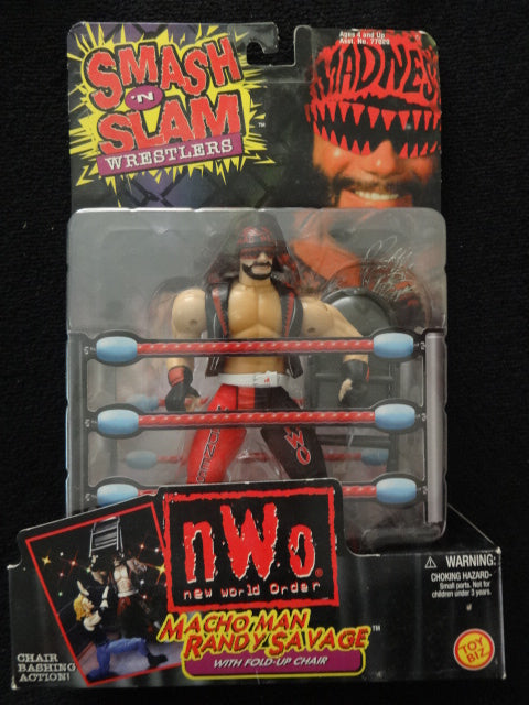 NWO Smash N Slam Wrestlers Randy Macho Man Savage with Fold Up Chair Yor Biz