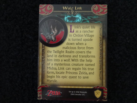 Wolf Link Enterplay 2016 Legend Of Zelda Collectable Trading Card Number 37