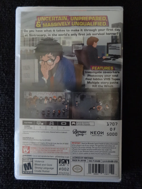 Yuppie Psycho Elite Edition Number 1707 of 5000 Nintendo Switch