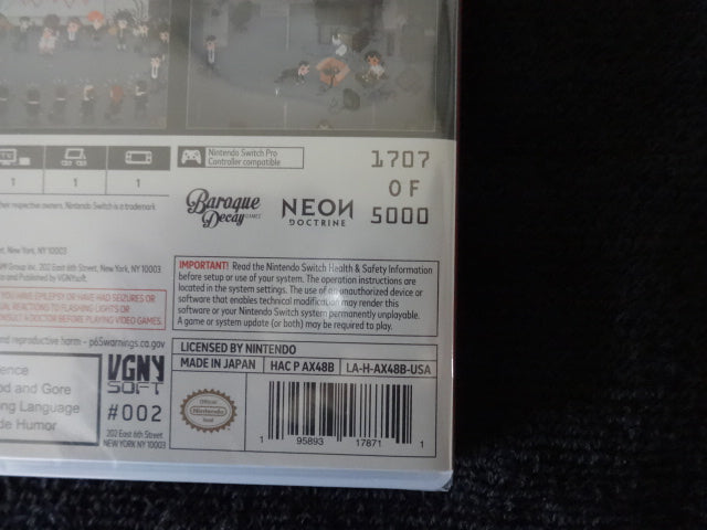 Yuppie Psycho Elite Edition Number 1707 of 5000 Nintendo Switch