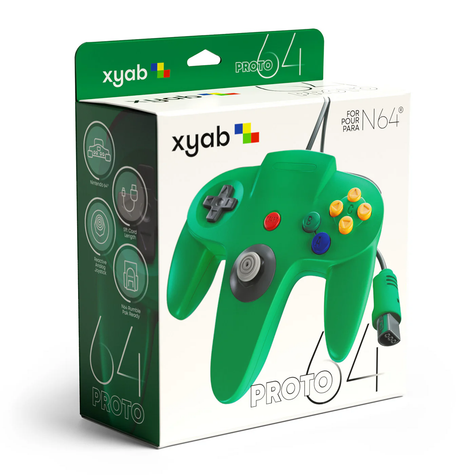 N64 Controller PROTO64: Solid Green - xyab