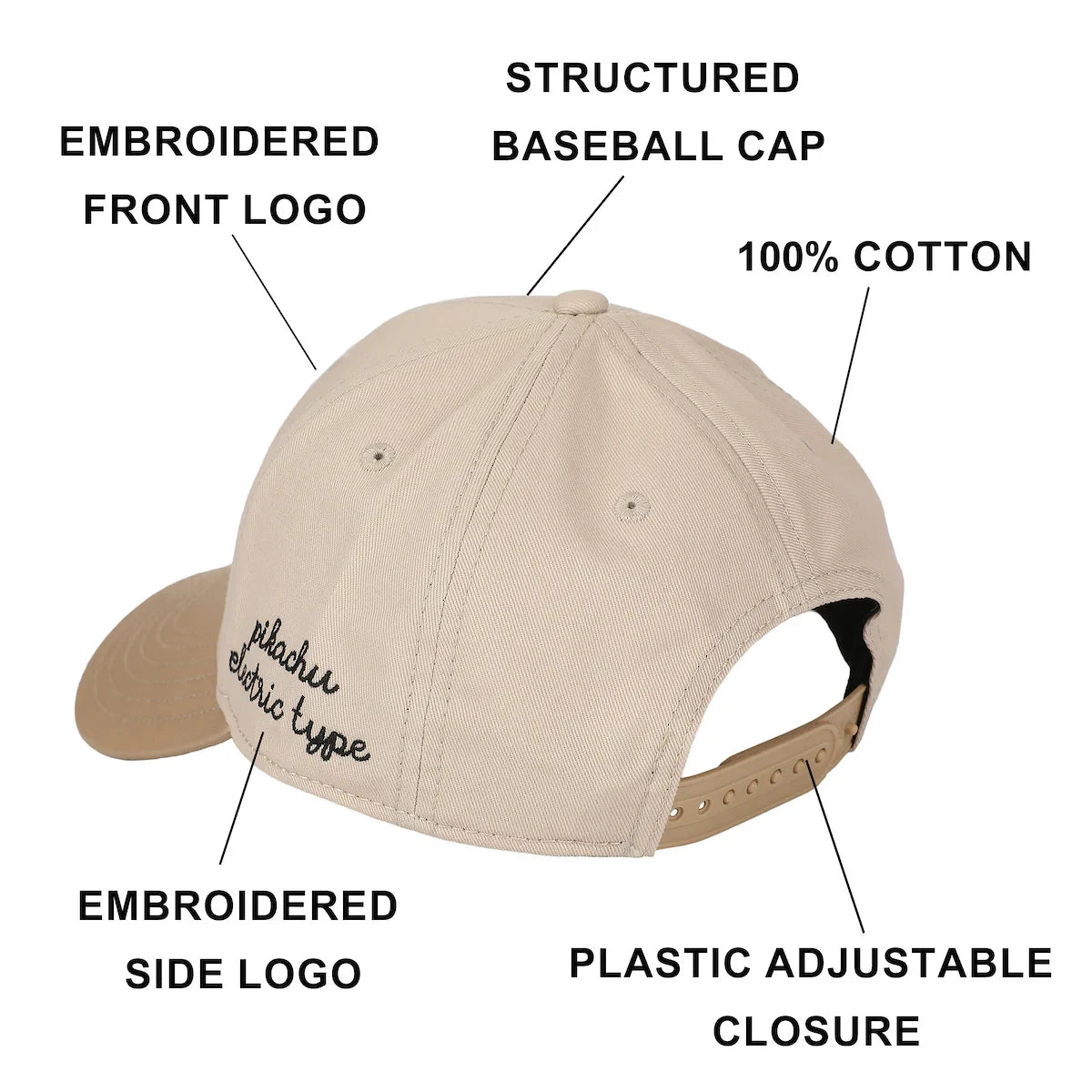 Hat Adjustable: Pokemon - Pikachu Electric Type - Tan
