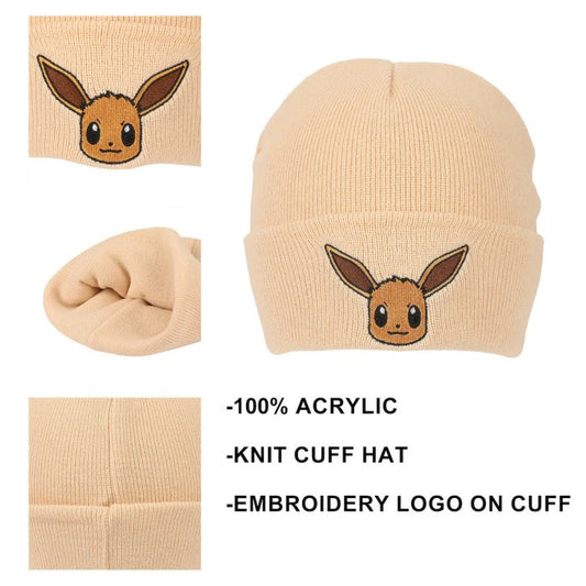 Beanie Ribbed Knit: Pokemon - Embroidered Eevee