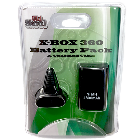 Xbox 360 Battery Pack & Charging Cable: Black - Old Skool