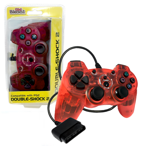 PS2 Controller Wired Double-Shock 2 Red - Old Skool