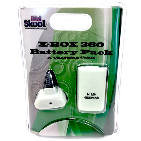 Xbox 360 Battery Pack & Charging Cable: White - Old Skool