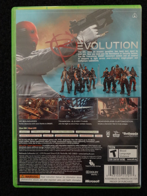Brink Microsoft Xbox 360