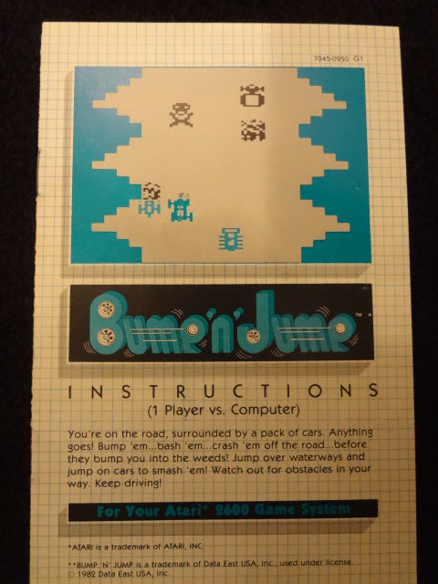 Bump 'N' Jump Instruction Booklet Atari 2600