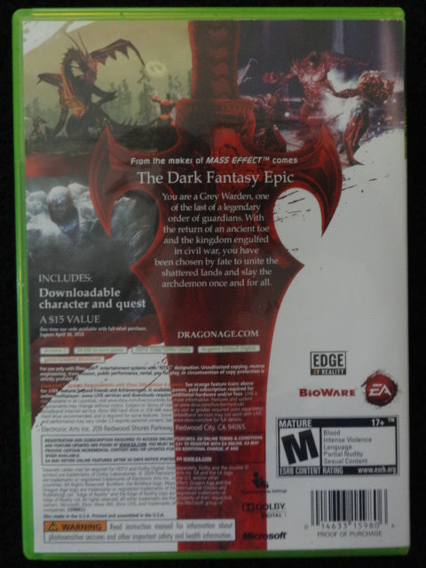 Dragon Age Origins Microsoft Xbox 360