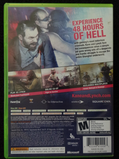 Kane and Lynch 2 Dog Days Microsoft Xbox 360