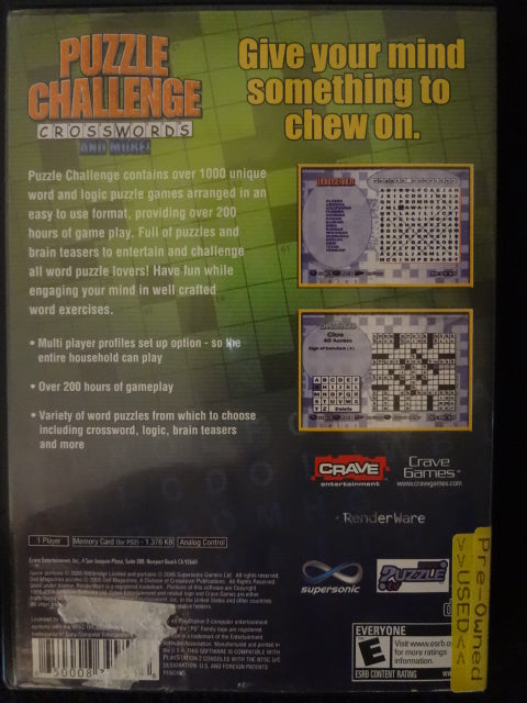 Puzzle Challenge Crosswords and More Sony PlayStation 2