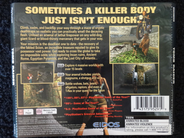 Tomb Raider Sony PlayStation Back Art